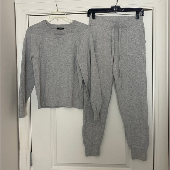 J. Crew Cotton Cashmere Jogger Pullover Set XS Grey Neutral Knit Minimalist - Picture 4 of 11